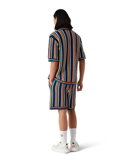 Crochet Short Sleeve Stripe Shirt