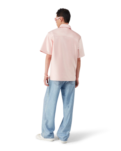Satin Quarter Short Sleeve Zip Shirt