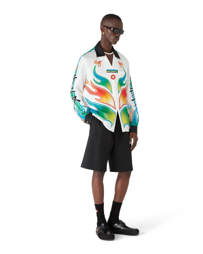 Flame Laurel  Long Sleeve Silk Twill Shirt