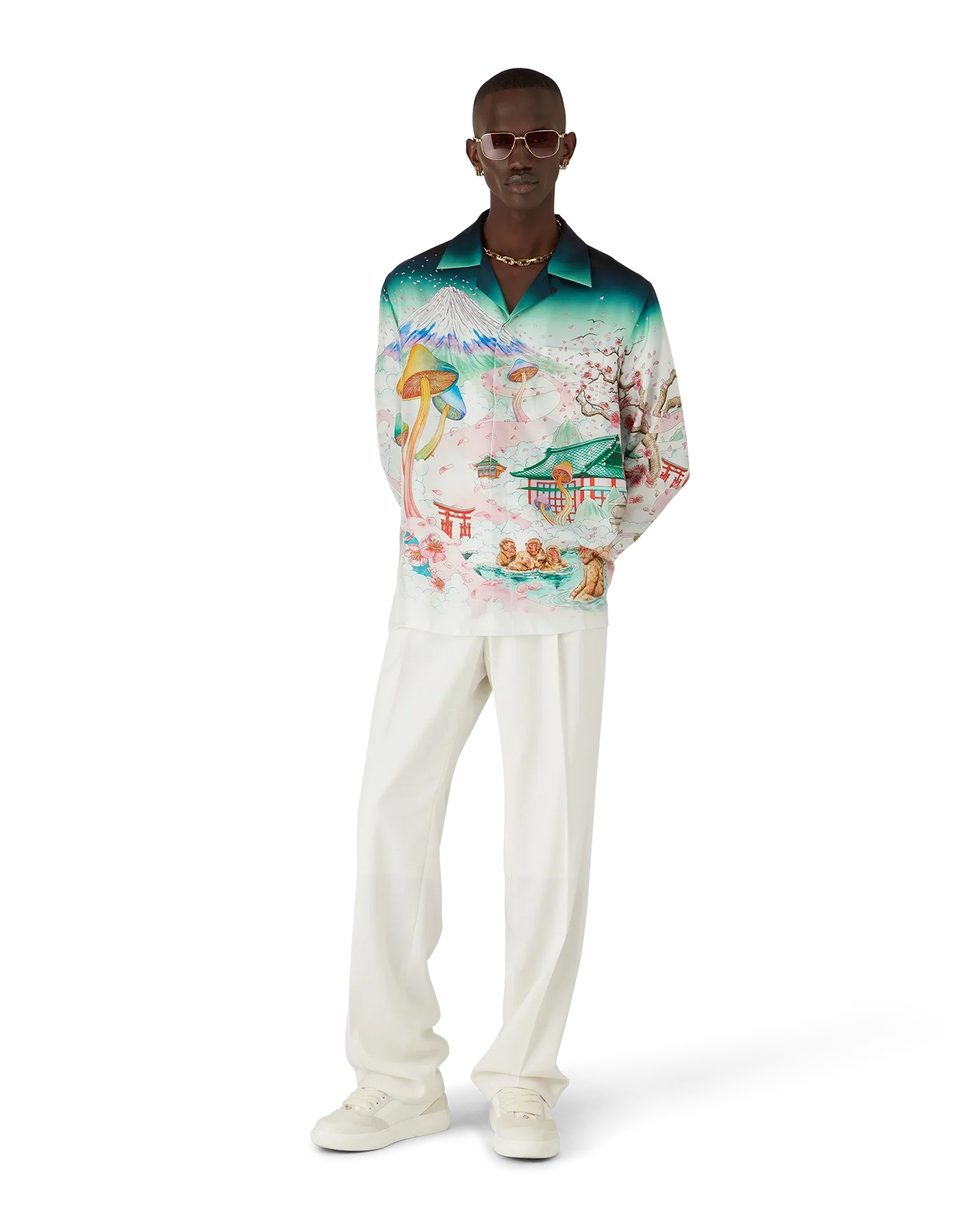 Flowers Long Sleeve Silk Twill Shirt