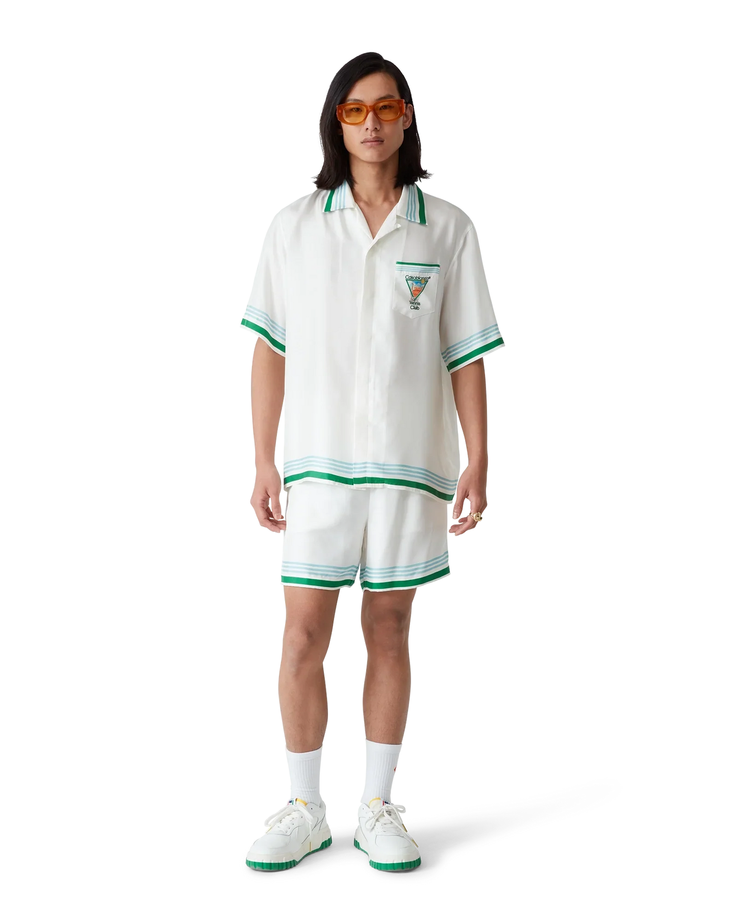 Metaphysical Tennis Icon Short-Sleeve Silk Shirt