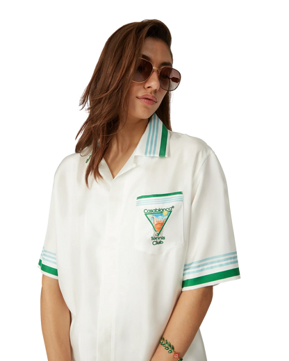 Metaphysical Tennis Icon Short-Sleeve Silk Shirt