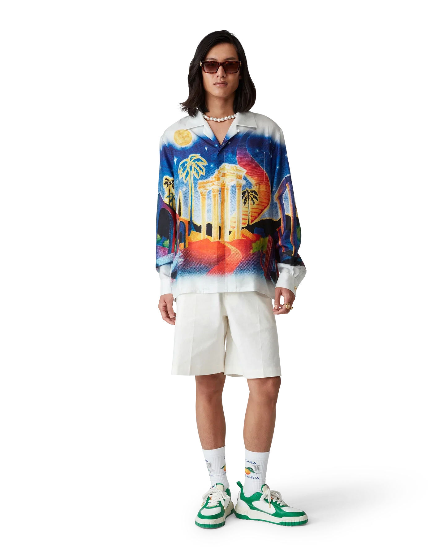 Midnight Acropolis Silk Long Sleeve Shirt