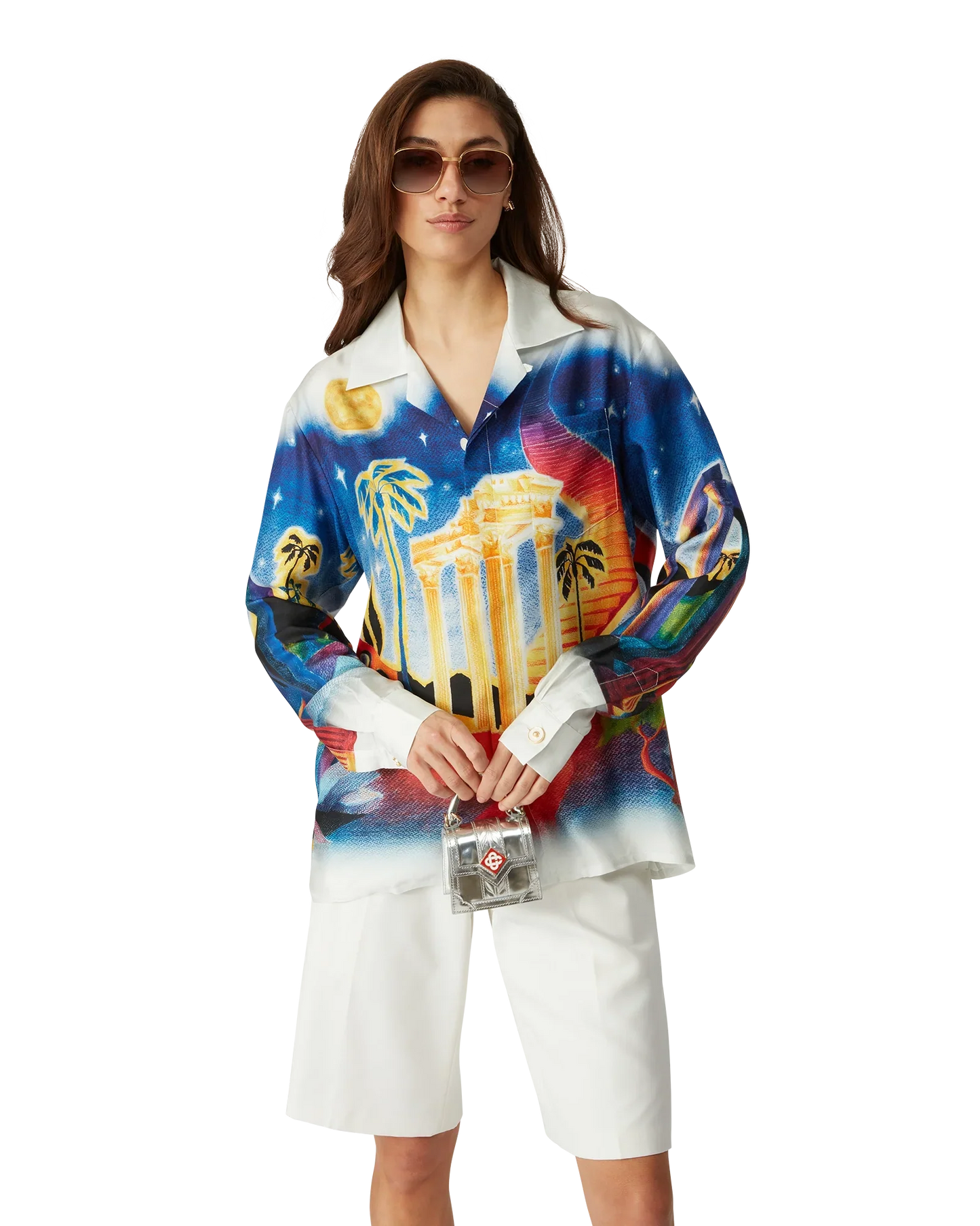 Midnight Acropolis Silk Long Sleeve Shirt