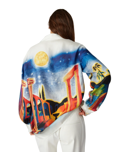 Midnight Acropolis Silk Long Sleeve Shirt