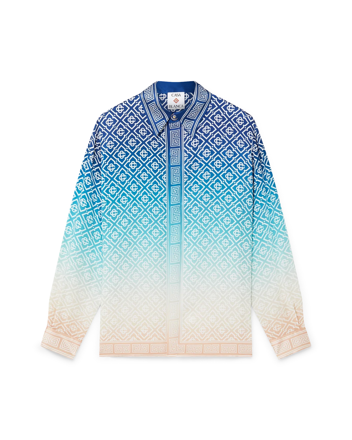 Jacquard Gradient Silk Long Sleeve Shirt