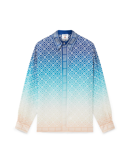 Jacquard Gradient Silk Long Sleeve Shirt