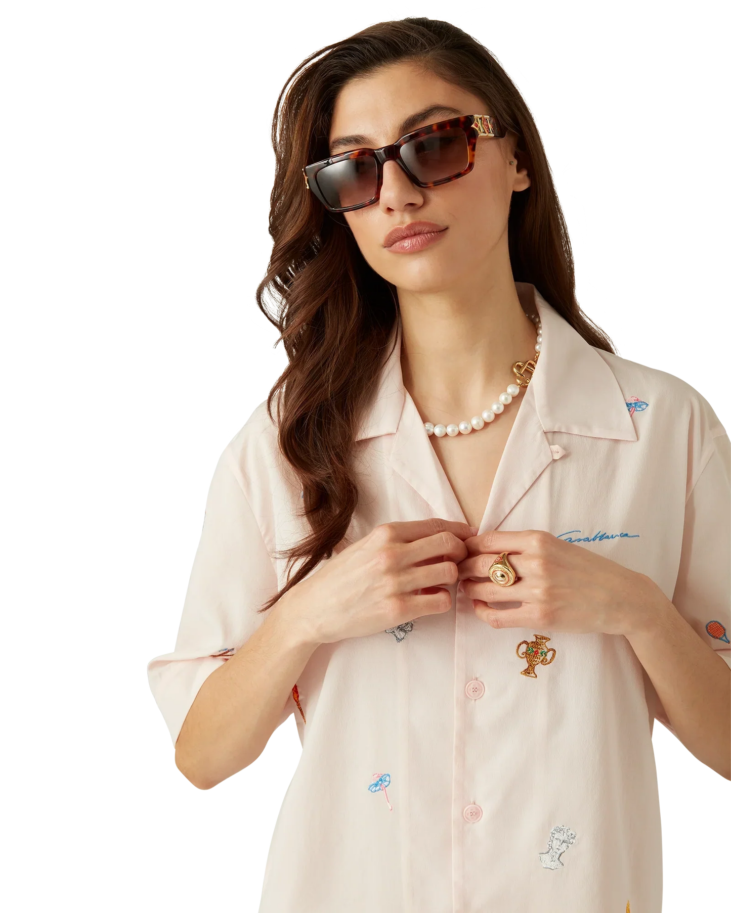 Embroidered Short Sleeve Motif Shirt