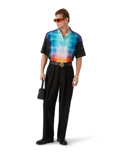 Gradient Check Viscose Blend Short Sleeve Shirt