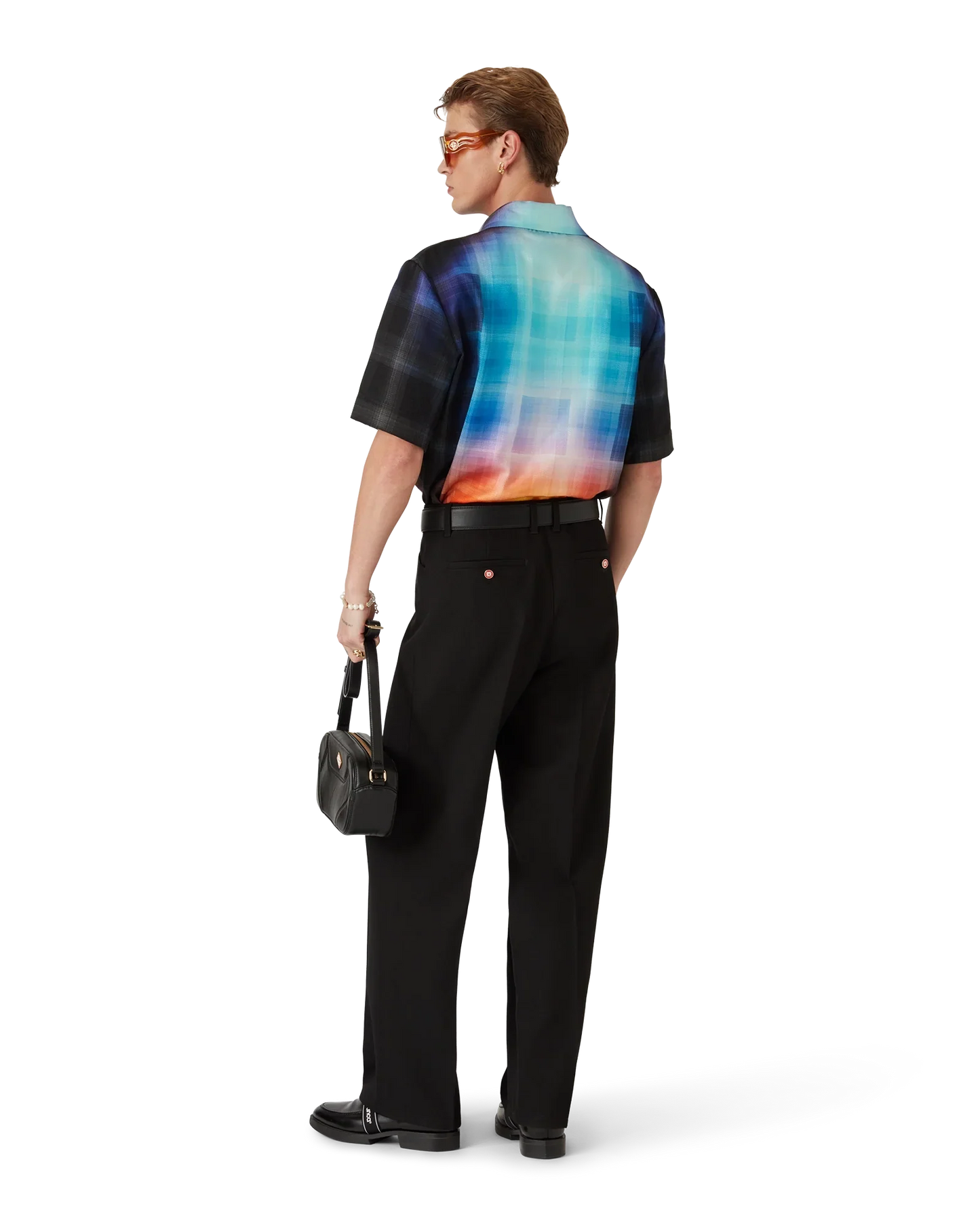 Gradient Check Viscose Blend Short Sleeve Shirt