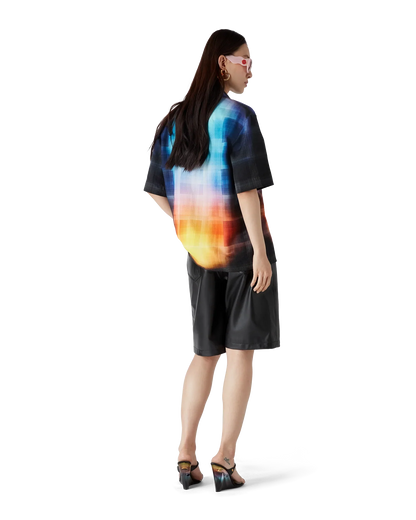 Gradient Check Viscose Blend Short Sleeve Shirt