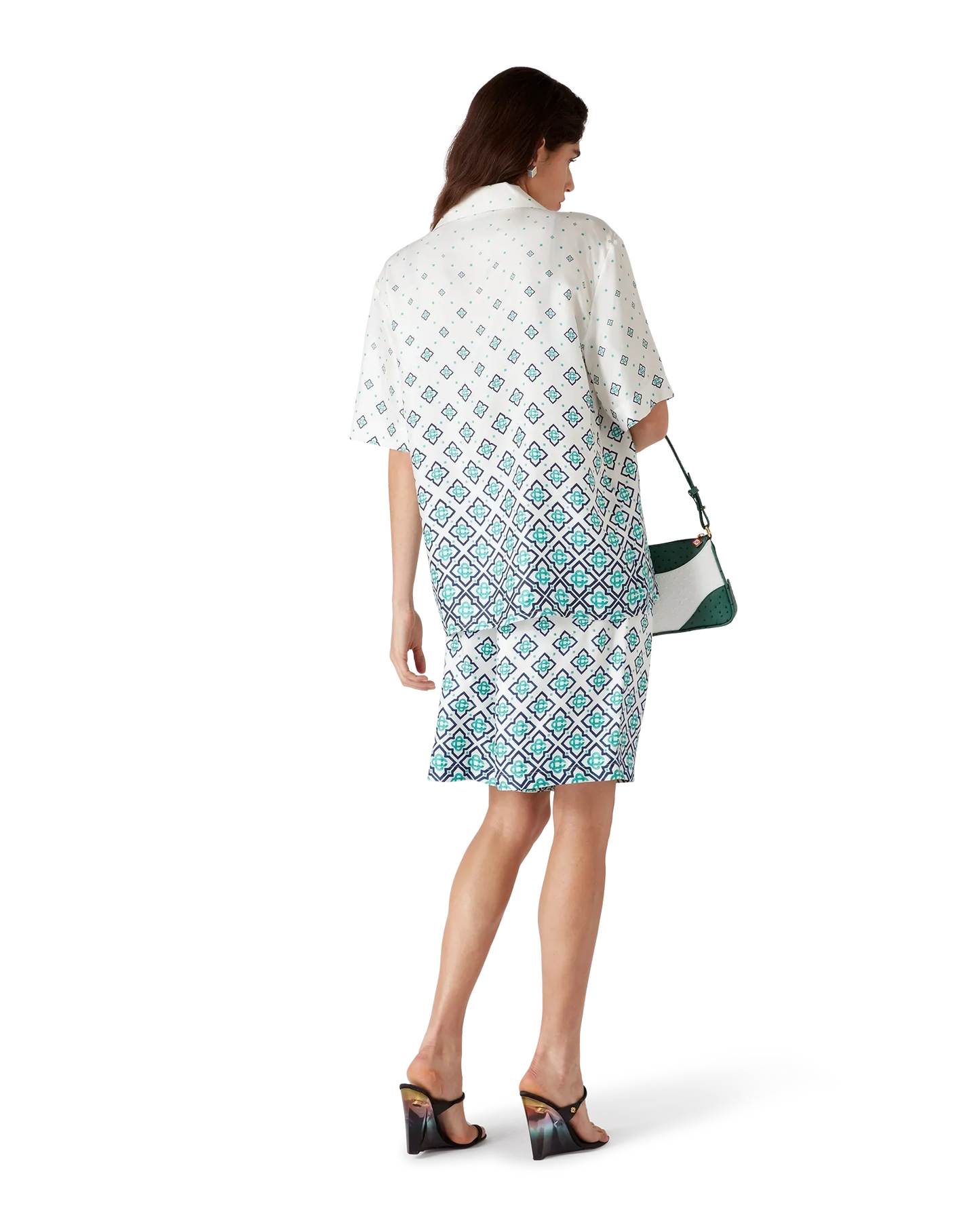 Gradient Monogram Short-Sleeve Silk Shirt