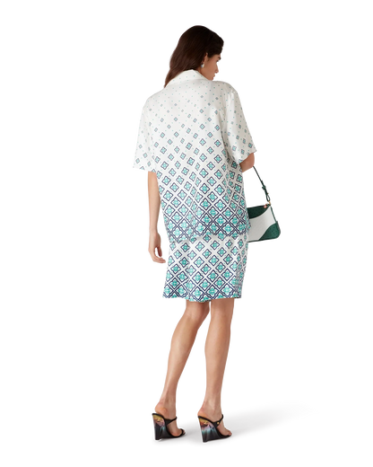 Gradient Monogram Short-Sleeve Silk Shirt