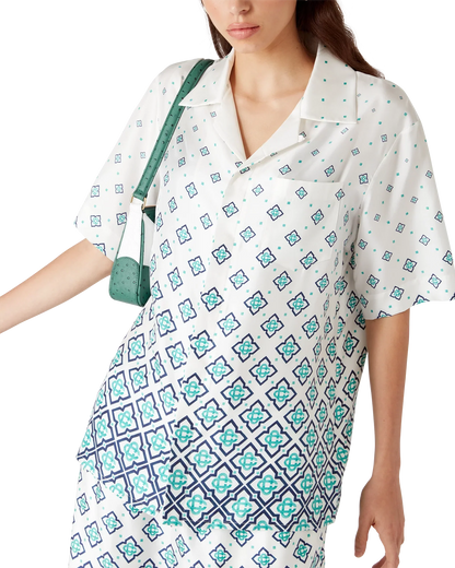 Gradient Monogram Short-Sleeve Silk Shirt
