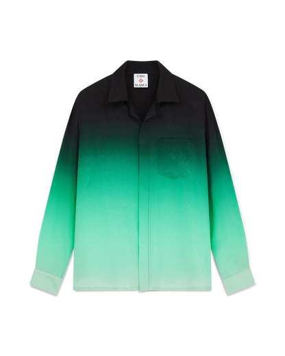 Gradient Ping Pong Jacquard Long Sleeve Silk Shirt