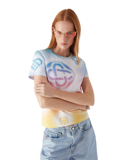Halftone Logo Fitted Short Sleeve T-Shirt