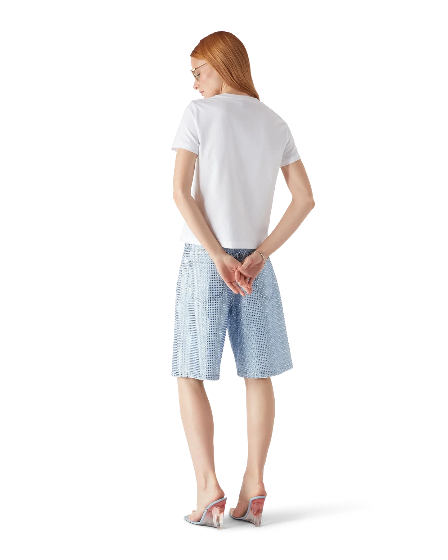 Crystal Warped Logo Fitted Short Sleeve T-Shirt