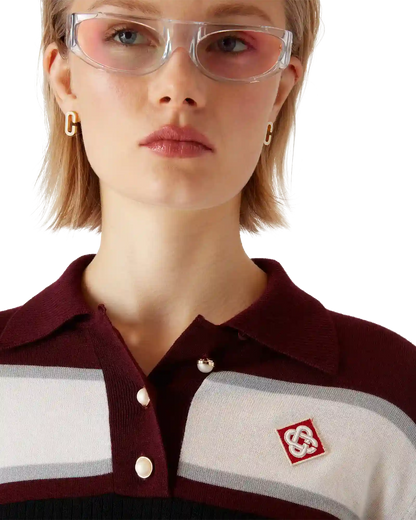 Striped Oversized Long Sleeve Polo Shirt