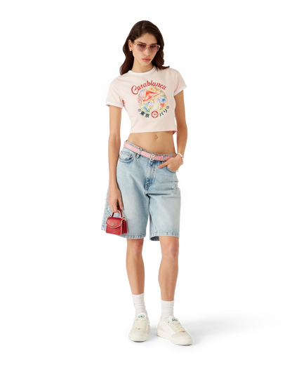 Mushroom Emblem Cropped Short Sleeve T-Shirt