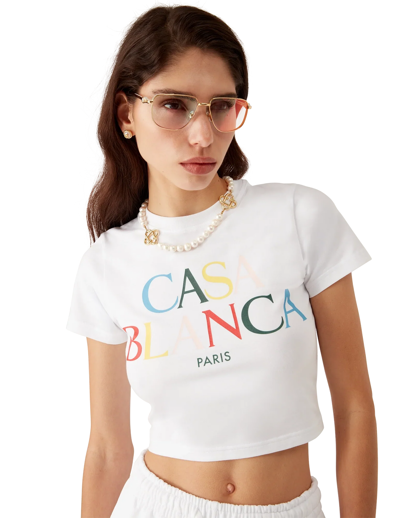 Stacked Logo Cropped Short Sleeve T-Shirt