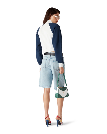Colourblock Quarter Zip Cropped Sweatshirt