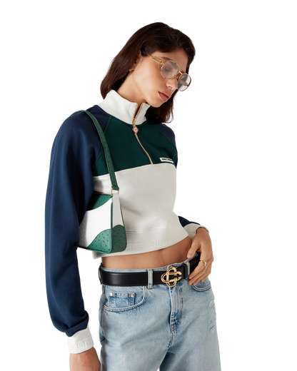 Colourblock Quarter Zip Cropped Sweatshirt