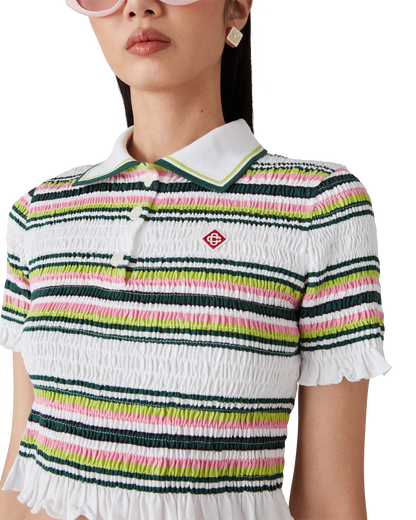 Stripe Cropped Polo Shirt
