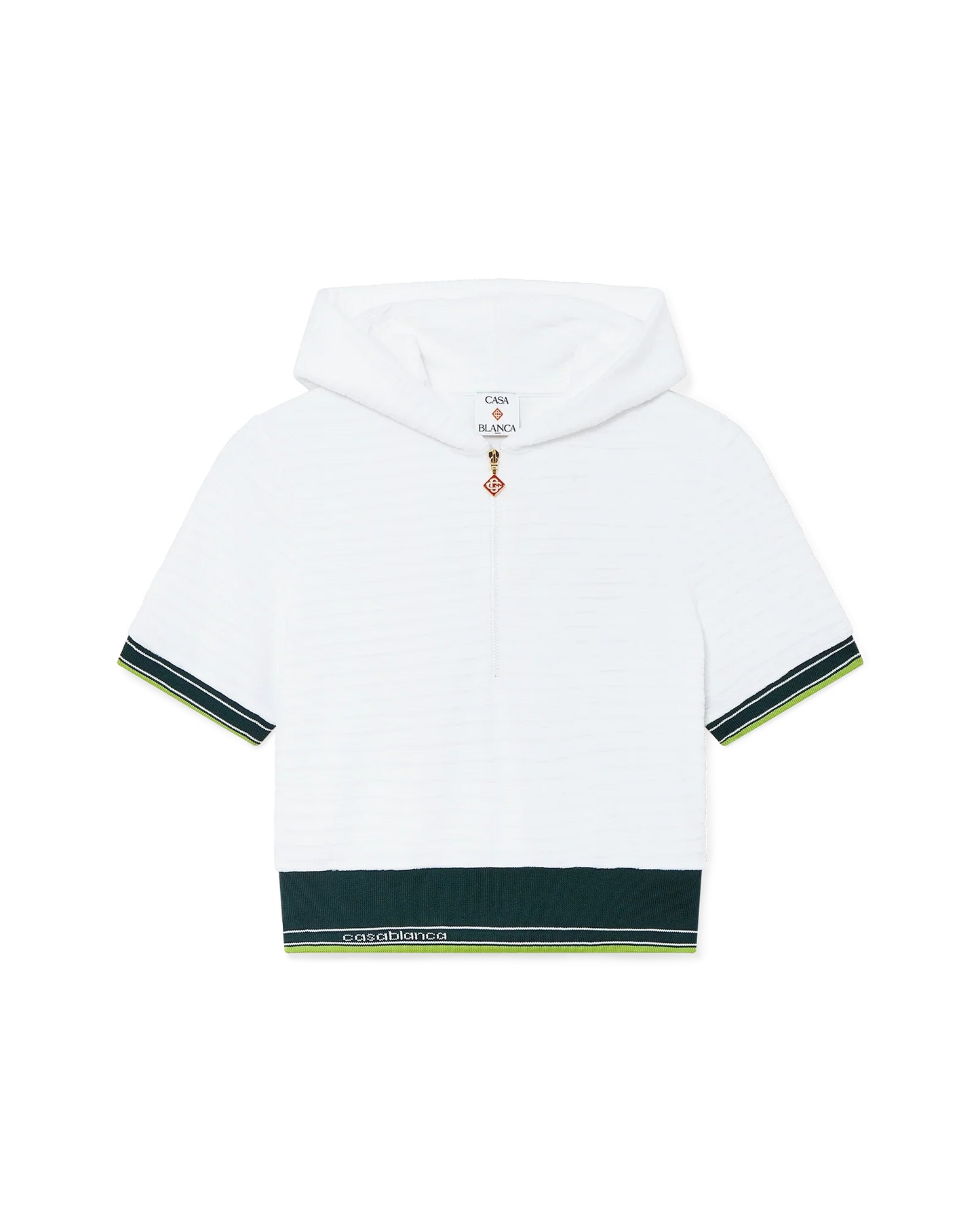 Textured Velour Tennis Cropped Hooded Top