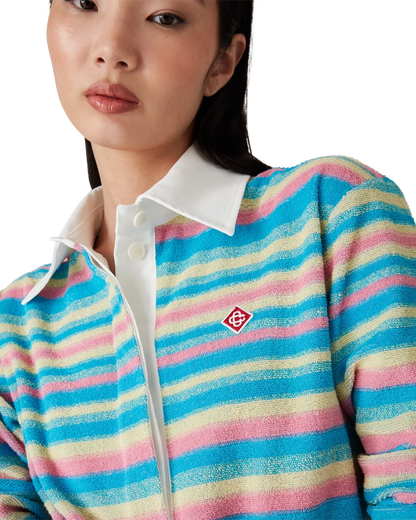 Stripe Towelling Polo Shirt