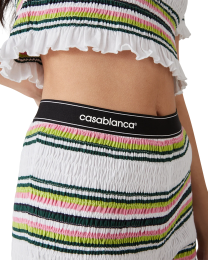 Stripe Shirred Shorts