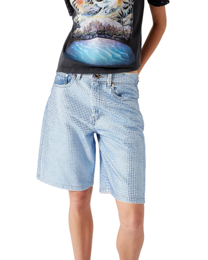 Crystal Embellished Denim Shorts